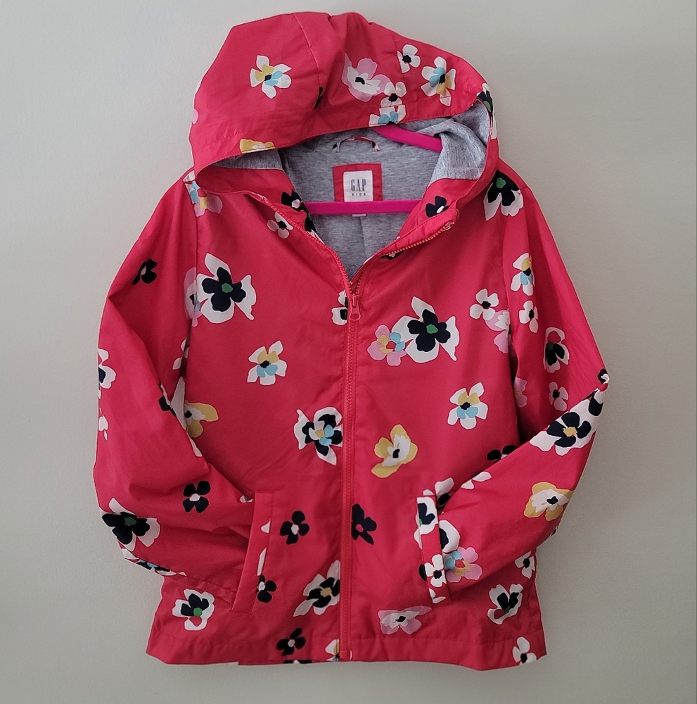 Gap kids girl red floral lined Windbreaker, Size 12 (XL) - Picture 11 of 11
